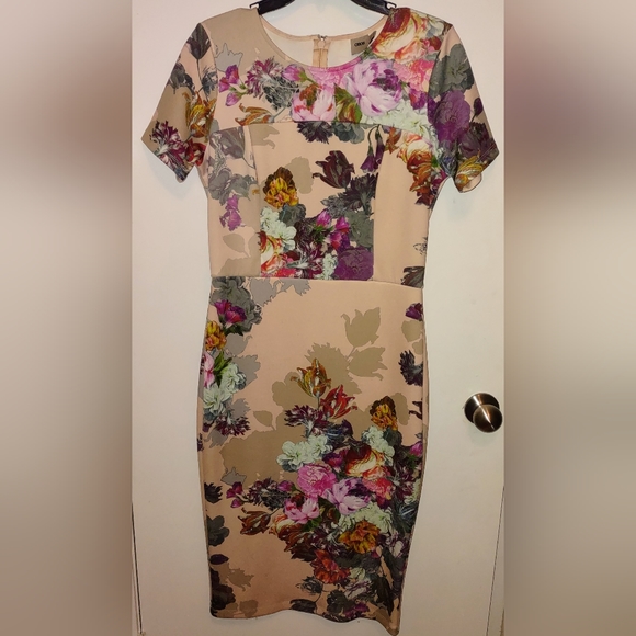 ASOS Midi Dress Floral Print Scuba Body-Conscious Slim Fit - Picture 1 of 2